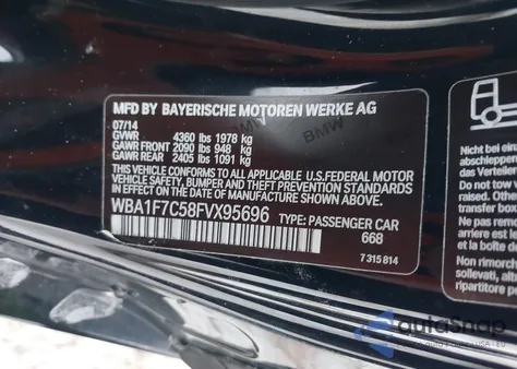 2015 BMW 228I xDrive z USA, uszkodzony, nr VIN WBA1F7C58FVX95696